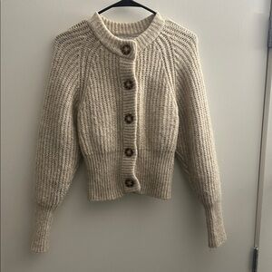 Zara Beige Ribbed Cardigan Sweater